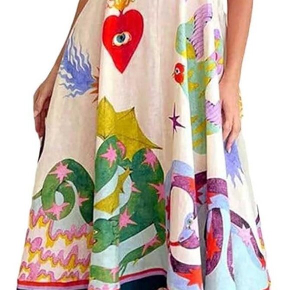 Multicolored Street Graffiti Cami Maxi Dress - Picture 5 of 5